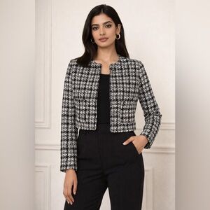 H&M Monochrome Tweed Blazer